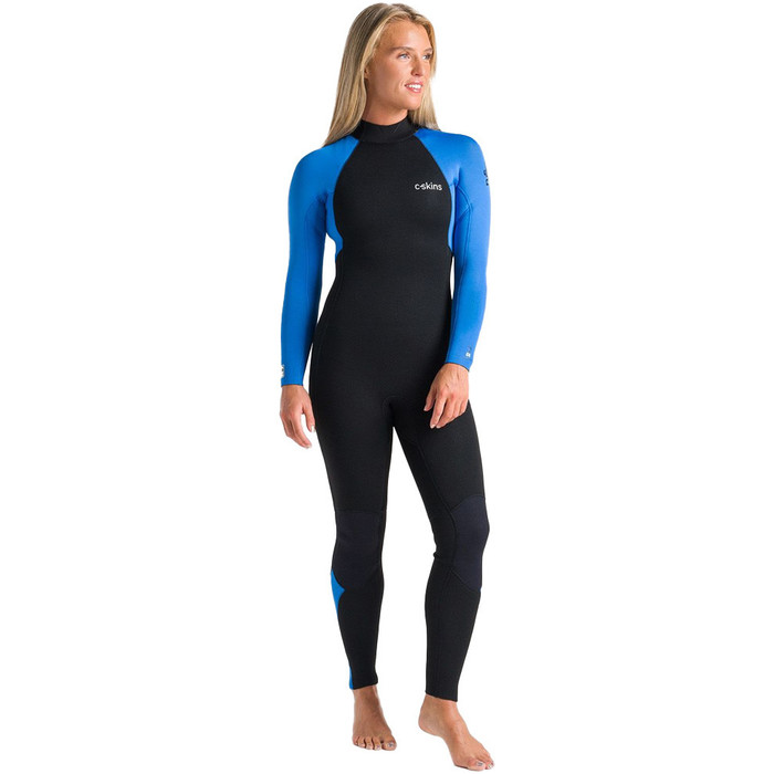 2024 C-Skins Womens Surflite 4/3mm GBS Back Zip Wetsuit C-SL43WBZ - Black / Azure